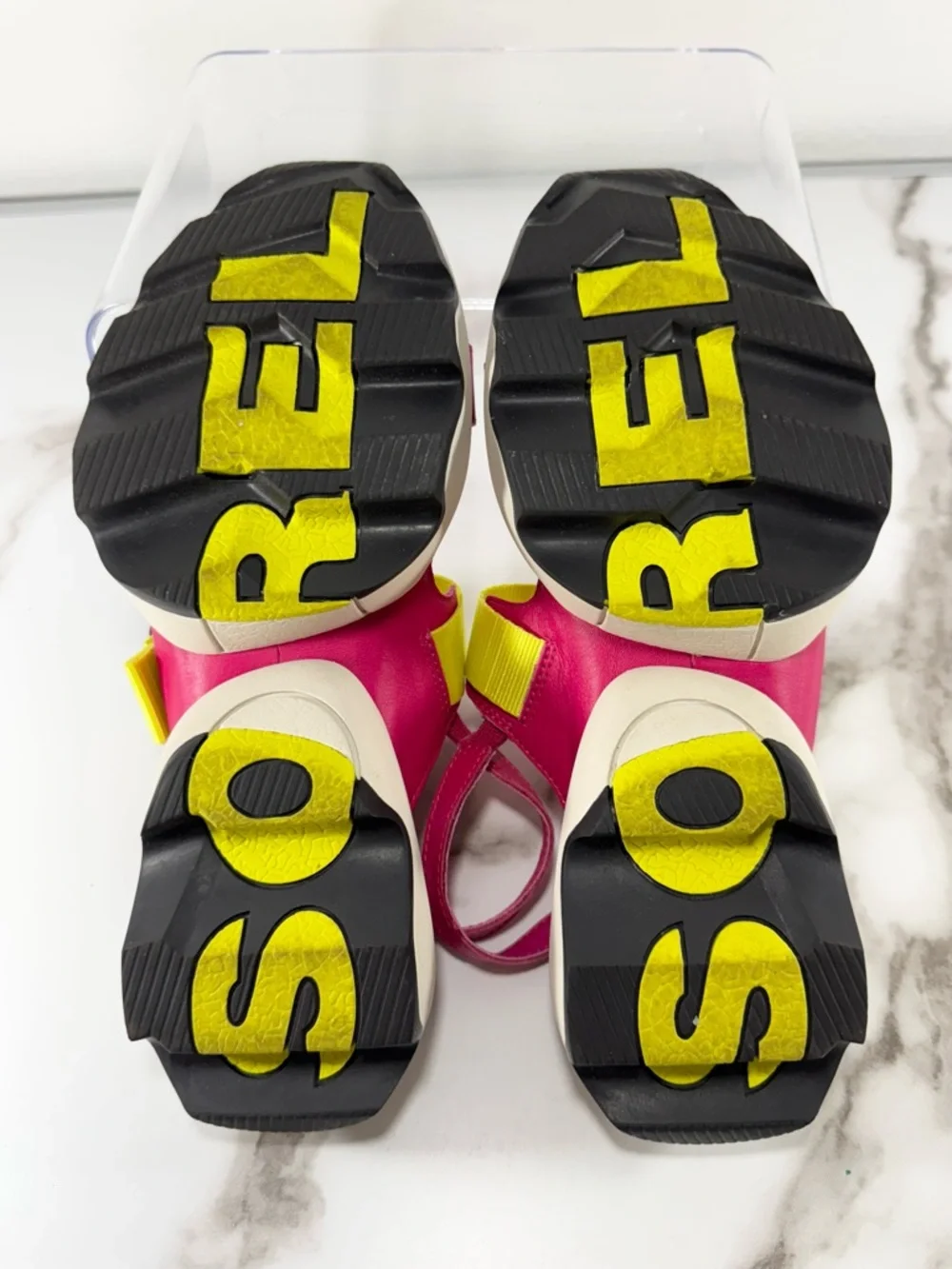 Sorel Kinetic Impact Leather Neon Strap Sporty Chunky Platform Sling Sandals 7.5 - Picture 10 of 12